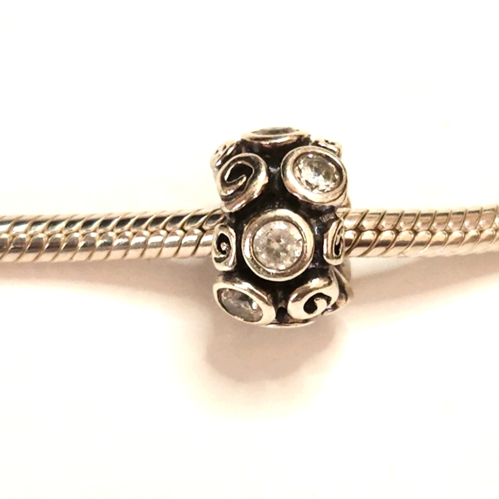 Pandora Sterling Silver Classic Charm with Clear CZ's